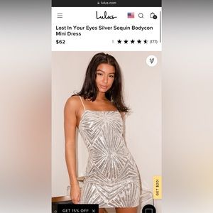 Lulu’s Lost In Your Eyes Silver Sequin Bodycon Mini Dress Size M